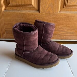 UGG Women's Classic Short Boots , Sheepskin Fur Lined Plum Purple  - Size 7